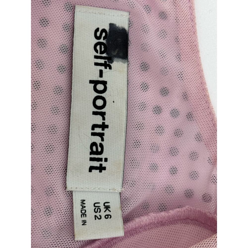 Self Portrait Pink Rhinestone Mini Dress Size 2 - Picture 6 of 13